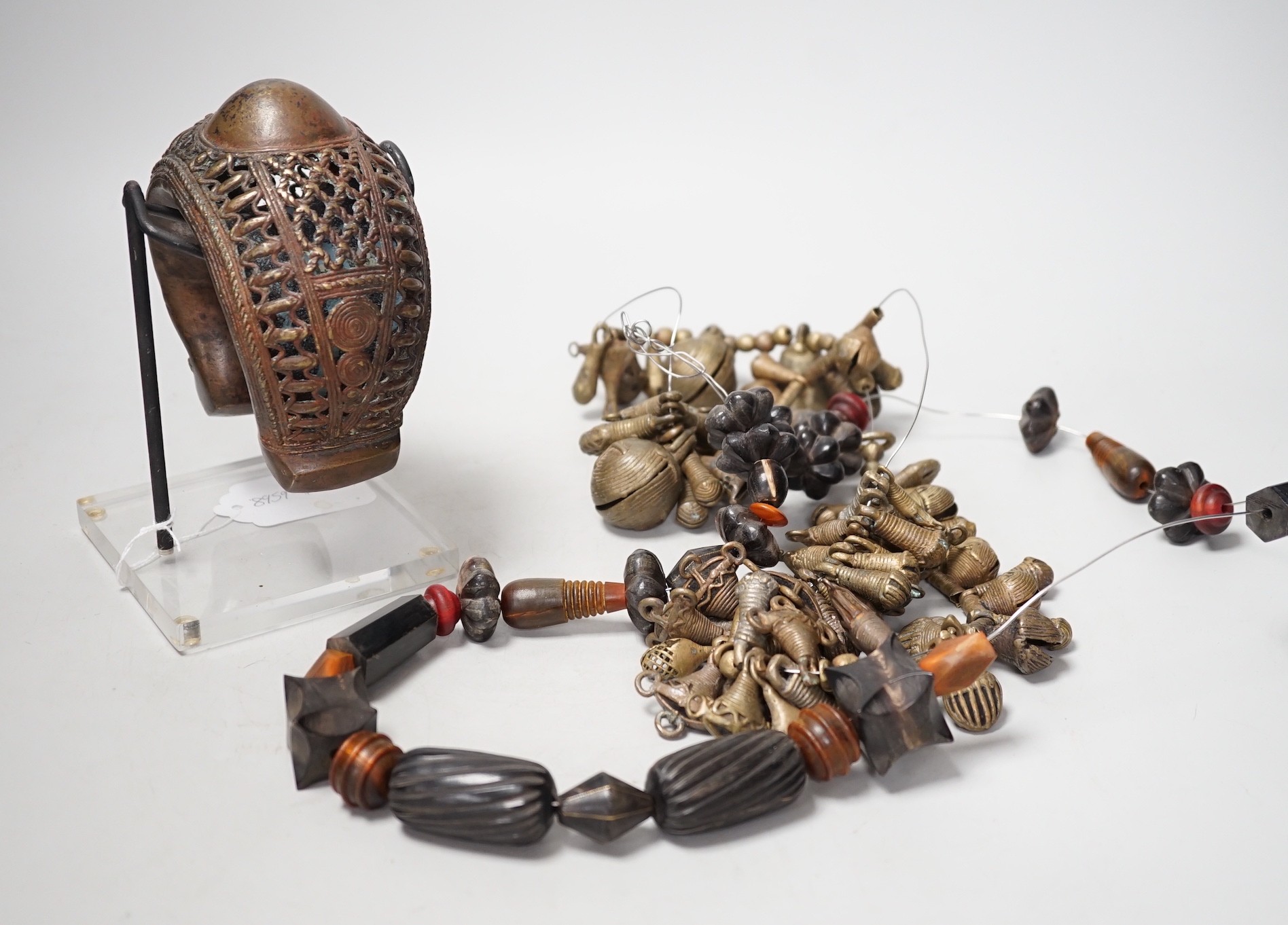 A group of tribal African jewellery, Baule and Bamelette